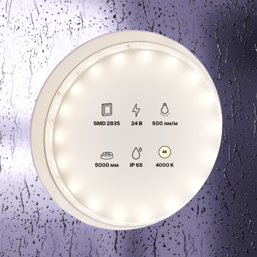 Светодиодная влагозащищенная лента Maytoni Technical 4,8W/m 60LED/m 2835SMD дневной белый 5M 10140 Светодиодная влагозащищенная лента Maytoni Technical 4,8W/m 60LED/m 2835SMD дневной белый 5M 10140