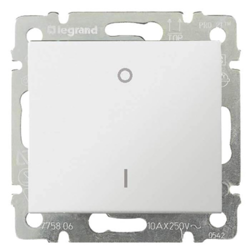 Переключатель одноклавишный двухполюсный Legrand Valena 10A 250V белый 774402