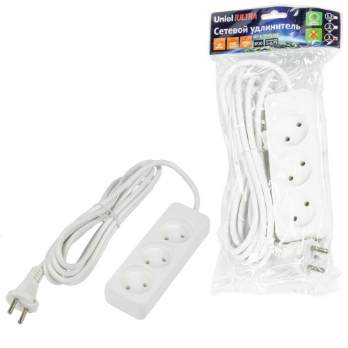 Удлинитель Uniel Ultra 3гн х 3м б/з S-CU3-3 White UL-00009982