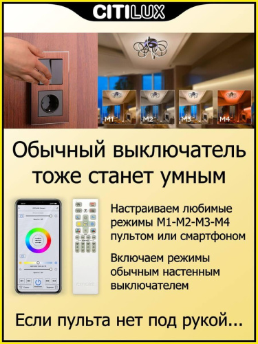Потолочный светодиодный светильник Citilux Джемини Смарт CL229A165E Потолочный светодиодный светильник Citilux Джемини Смарт CL229A165E