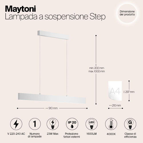 Подвесной светодиодный светильник Maytoni Step P010PL-L23W4K Подвесной светодиодный светильник Maytoni Step P010PL-L23W4K