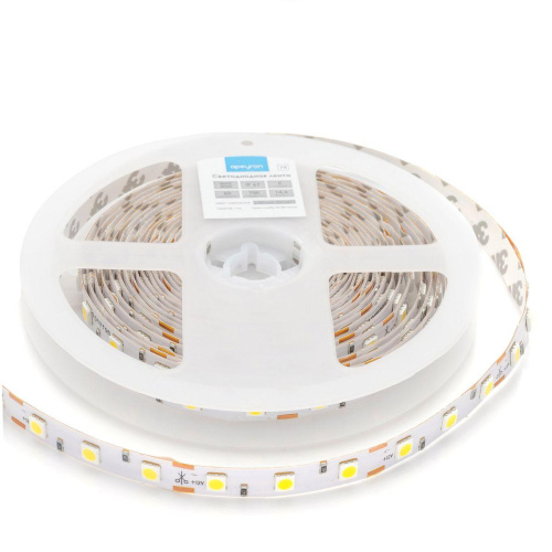 Светодиодная влагозащищенная лента Apeyron 14,4W/m 60LED/m 5050SMD теплый белый 5M 00-74 Светодиодная влагозащищенная лента Apeyron 14,4W/m 60LED/m 5050SMD теплый белый 5M 00-74