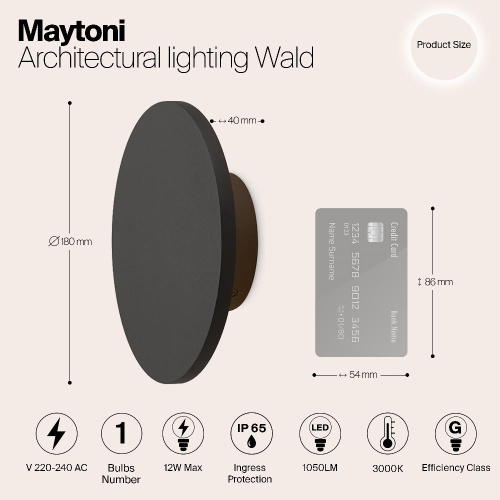 Уличный настенный светодиодный светильник Maytoni Wald O420WL-L12GF Уличный настенный светодиодный светильник Maytoni Wald O420WL-L12GF
