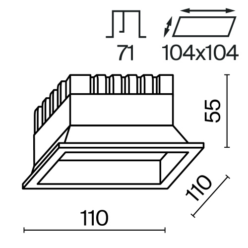 Встраиваемый светильник Technical DL056-12W3-4-6K-W