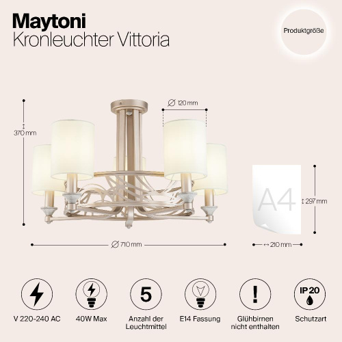 Потолочная люстра Maytoni Vittoria H004CL-05BG Потолочная люстра Maytoni Vittoria H004CL-05BG