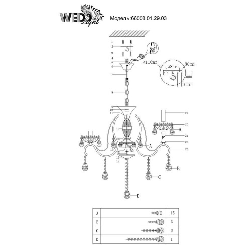 Подвесная люстра Seven Fires Bendix 66008.01.29.03 Подвесная люстра Seven Fires Bendix 66008.01.29.03