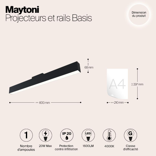 Трековый светодиодный светильник для магнитного шинопровода Maytoni Track lamps TR012-2-20W4K-B Трековый светодиодный светильник для магнитного шинопровода Maytoni Track lamps TR012-2-20W4K-B