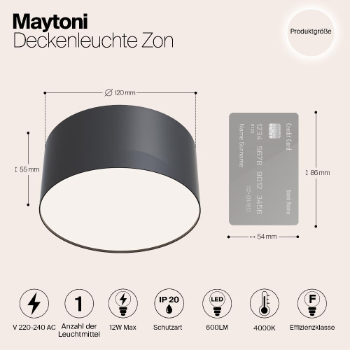 Потолочный светодиодный светильник Maytoni Zon C032CL-L12B4K Потолочный светодиодный светильник Maytoni Zon C032CL-L12B4K