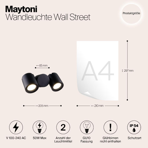 Уличный настенный светильник Maytoni Wall Street O010WL-02B