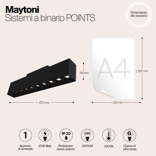 Трековый светодиодный светильник для магнитного шинопровода Maytoni Track Lamps TR014-2-20W3K-B Трековый светодиодный светильник для магнитного шинопровода Maytoni Track Lamps TR014-2-20W3K-B
