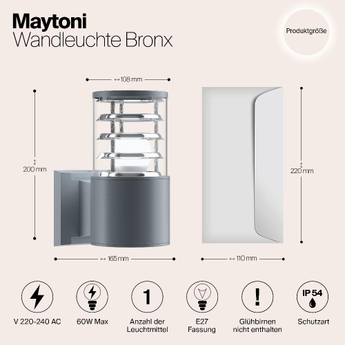 Настенный светильник Maytoni Outdoor O576WL-01GR