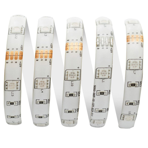Светодиодная влагозащищенная лента OGM 7,2W/m 30LED/m 5050SMD разноцветная 5M LSE-041
