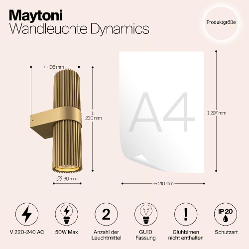 Настенный светильник (бра) Maytoni MOD326WL-02MG