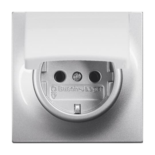 Розетка ABB Impuls Schuko с/з 16A 250V с крышкой безвинтовой зажим серебристо-алюминиевый 2CKA002018A1489