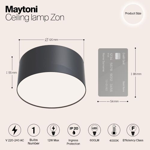 Потолочный светодиодный светильник Maytoni Zon C032CL-L12B4K Потолочный светодиодный светильник Maytoni Zon C032CL-L12B4K