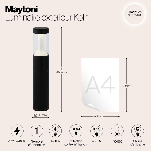 Уличный светодиодный светильник Maytoni Koln O590FL-L8B4K