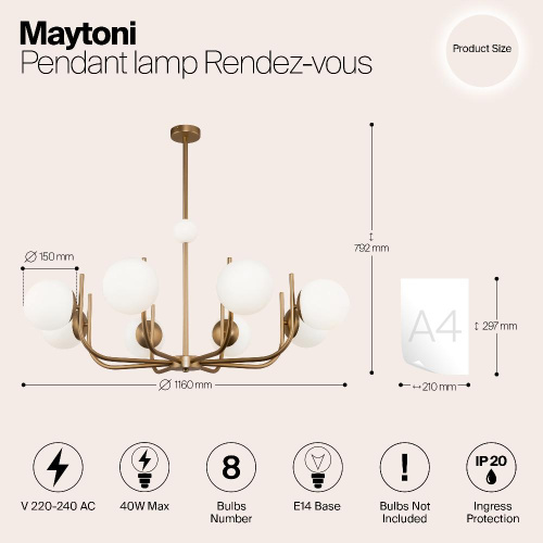 Подвесная люстра Maytoni Rendez-Vous MOD109PL-08BS
