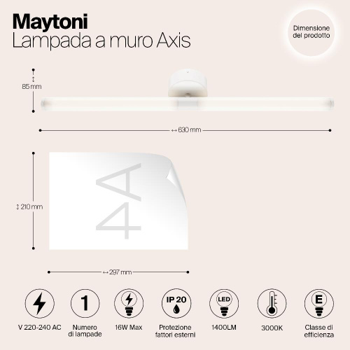 Подсветка для зеркал Maytoni Axis MOD106WL-L16W3K
