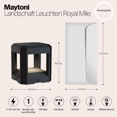 Ландшафтный светодиодный светильник Maytoni Royal Mile O019FL-L13GR3K Ландшафтный светодиодный светильник Maytoni Royal Mile O019FL-L13GR3K