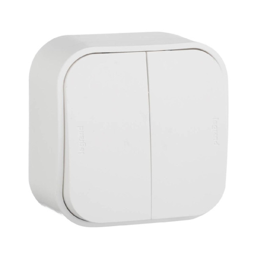Переключатель двухклавишный на 2 направления Legrand Quteo 10A 250V белый 782206
