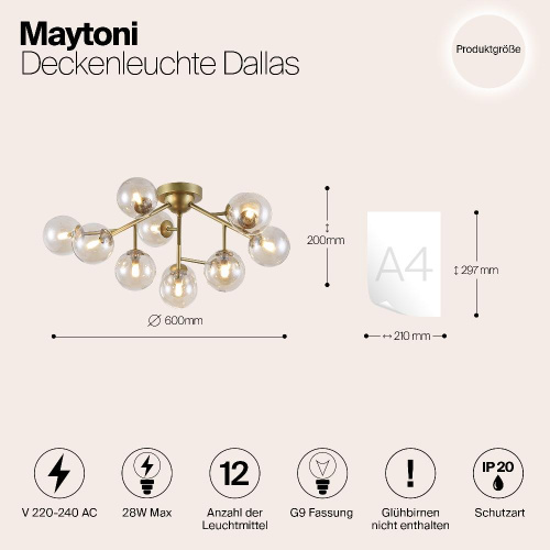 Потолочная люстра Maytoni Dallas MOD545PL-12G