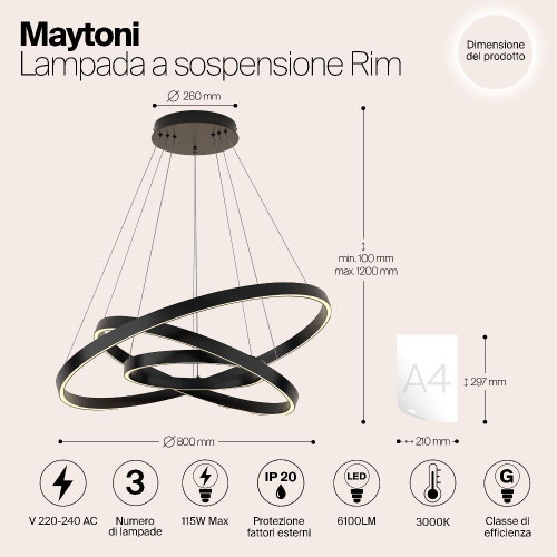 Подвесной светильник Maytoni MOD058PL-L100B3K