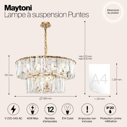 Подвесная люстра Maytoni Puntes MOD043PL-12G