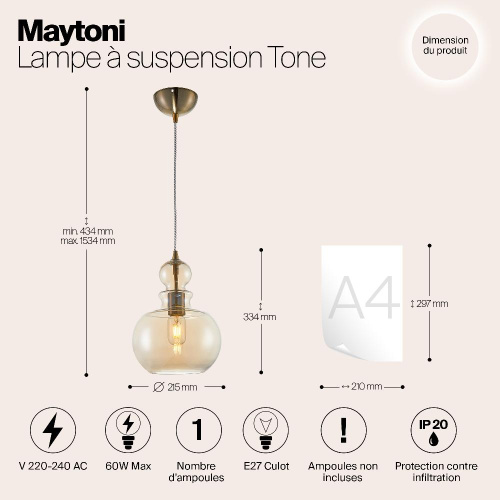 Подвесной светильник Maytoni Tone P003PL-01BZ