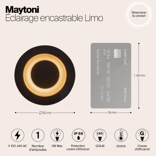 Встраиваемый светодиодный светильник Maytoni Limo O037-L3B3K