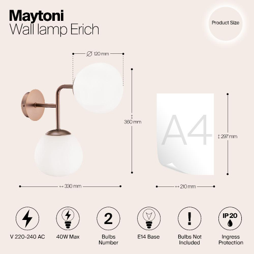 Бра Maytoni Erich MOD221-WL-02-G