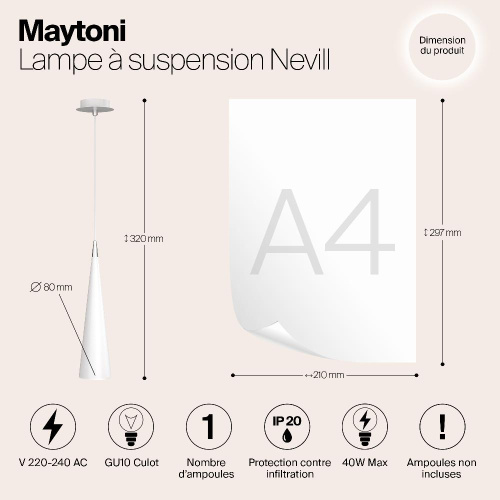 Подвесной светильник Maytoni Nevill P318-PL-01-W