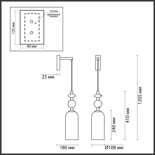 Бра Odeon Light Classic Candy 4861/1WA