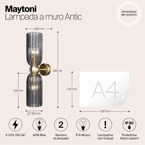 Настенный светильник (бра) Maytoni MOD302WL-02GR