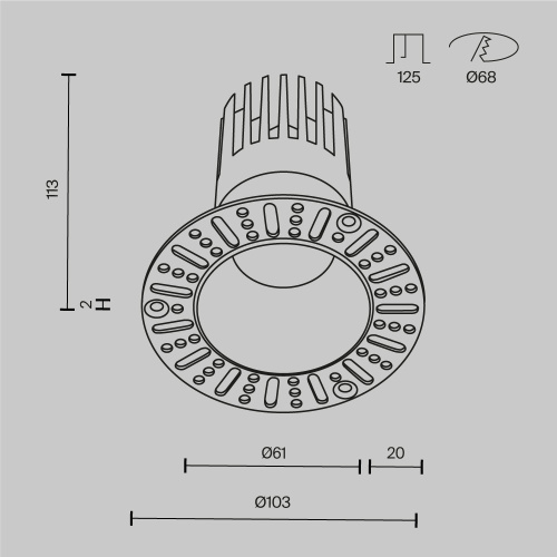 Встраиваемый светильник Technical DL122-15W-2.7K-TRS-B