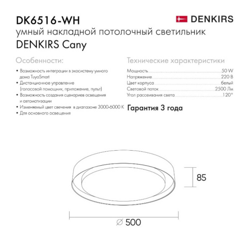 Накладной светодиодный светильник Denkirs DK6516-WH