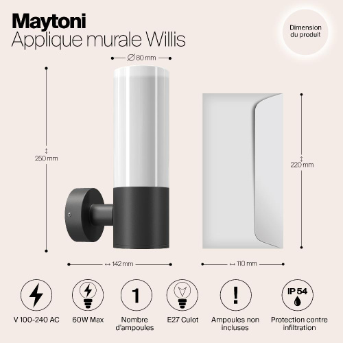 Настенный светильник Maytoni Outdoor O418WL-01B Настенный светильник Maytoni Outdoor O418WL-01B