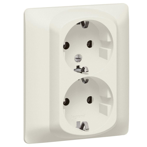 Розетка 2х2К+3 Legrand Galea Life 16A 250V с/з со шторками автоматические клеммы перламутр 771533