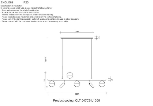 Подвесная люстра Crystal Lux CLT 047C6 L1000 BL-GO Подвесная люстра Crystal Lux CLT 047C6 L1000 BL-GO