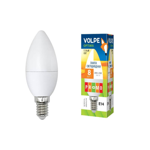 Лампа светодиодная E14 8W 3000K матовая LED-C37-8W/WW/E14/FR/O UL-00001769