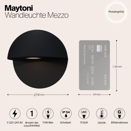 Уличный настенный светодиодный светильник Maytoni Mezzo O033WL-L7B3K