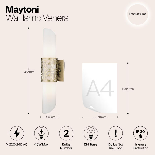 Настенный светильник Maytoni Venera H260-02-N Настенный светильник Maytoni Venera H260-02-N