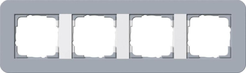 Рамка 4-постовая Gira E3 серо-голубой/белый глянцевый 0214414