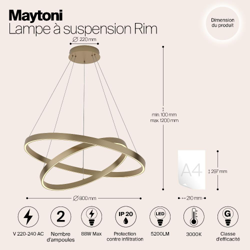 Подвесной светодиодный светильник Maytoni Rim MOD058PL-L74BS4K Подвесной светодиодный светильник Maytoni Rim MOD058PL-L74BS4K