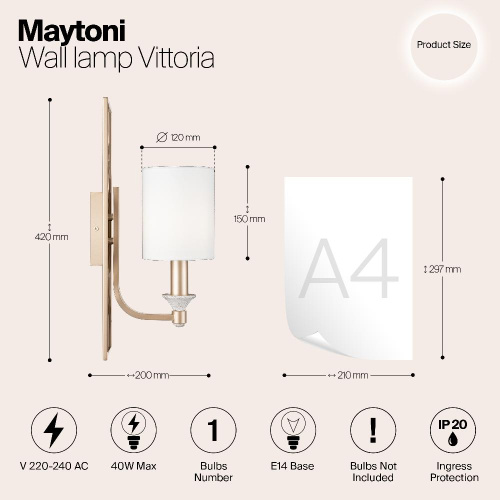 Бра Maytoni Vittoria H005WL-01BG