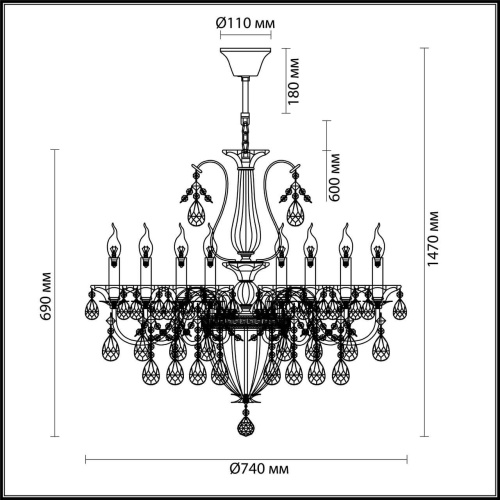 Подвесная люстра Odeon Light Kuvia 4724/8 Подвесная люстра Odeon Light Kuvia 4724/8