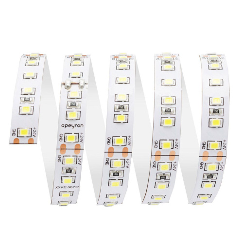 Светодиодная лента Apeyron 10W/m 120LED/m 3528SMD теплый белый 5M 00-330 Светодиодная лента Apeyron 10W/m 120LED/m 3528SMD теплый белый 5M 00-330