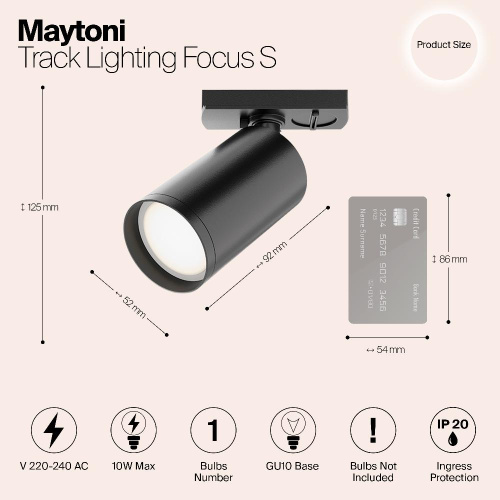 Трековый светильник Maytoni Track Lamps TR020-1-GU10-B Трековый светильник Maytoni Track Lamps TR020-1-GU10-B