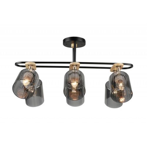 Потолочная люстра IMEX MD.5712-6-S-BK+WOOD Потолочная люстра IMEX MD.5712-6-S-BK+WOOD