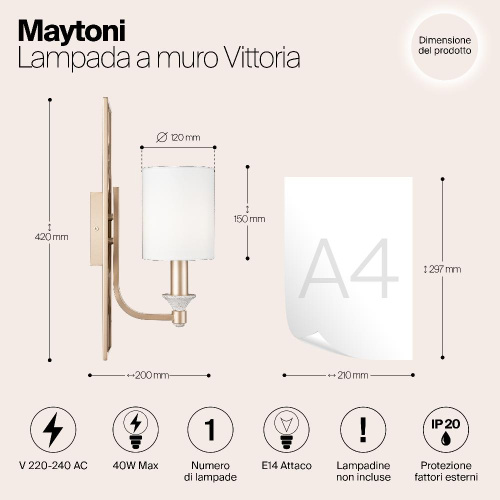 Бра Maytoni Vittoria H005WL-01BG