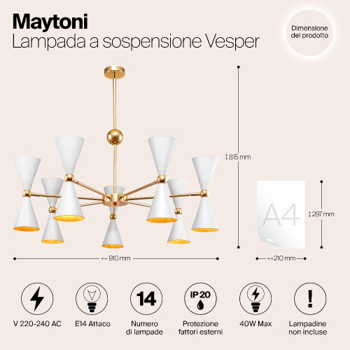 Подвесная люстра Maytoni Vesper MOD108PL-14WG Подвесная люстра Maytoni Vesper MOD108PL-14WG